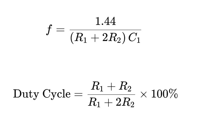 555 Timer Astable Mode Formula
