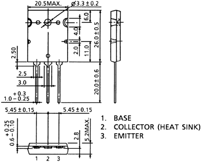 2SA1943 Transistor Mechanical Dimensions